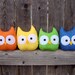 mini owl plush, stuffed owl rainbow, set of 6