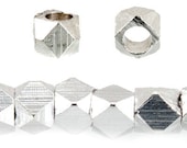 Sterling Silver Plated 2mm Beads,  Faceted  Nugget Beads Item: 401301