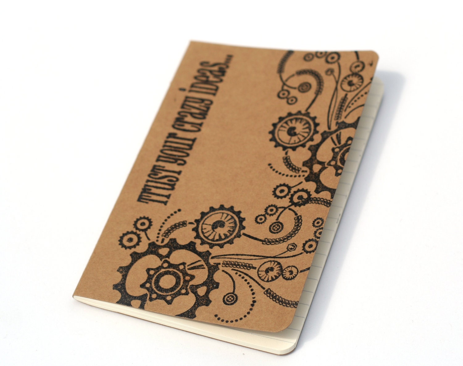 Steampunk embossed journal, mini note books, altered moleskine, Crazy Ideas notebook, birthday gift, Kraft cahier