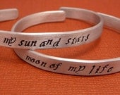 Game of Thrones Inspired - My Sun And Stars & Moon Of My Life - A Pair of Hand Stamped Aluminum Bracelets