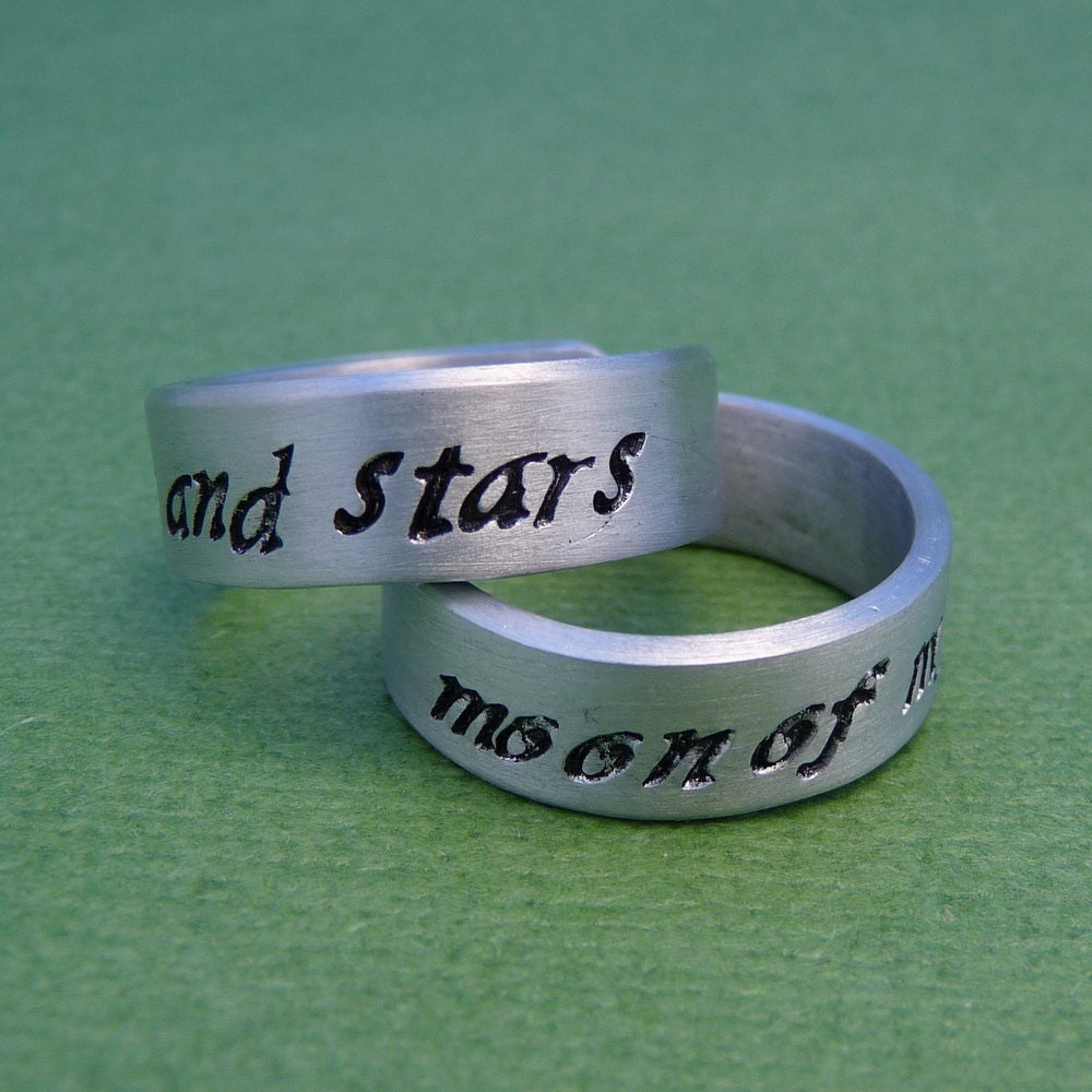 Game of Thrones Inspired - My Sun and Stars & Moon of My Life - A Pair of Hand Stamped  Aluminum Rings