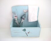 Mail Holder Storage Box - Robins Egg Blue - Shabby Chic Home Decor