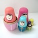 Babushka Nesting Dolls - Handpainted Folk Art - Bright Pretty