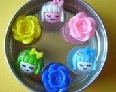 Drink marker or magnet set - Kawaii girls LOVE their flowers