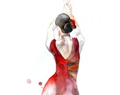Flamenco dancer woman ART PRINT 13X19 original watercolor painting illustration home wall decor  modern contemporary reproduction poster