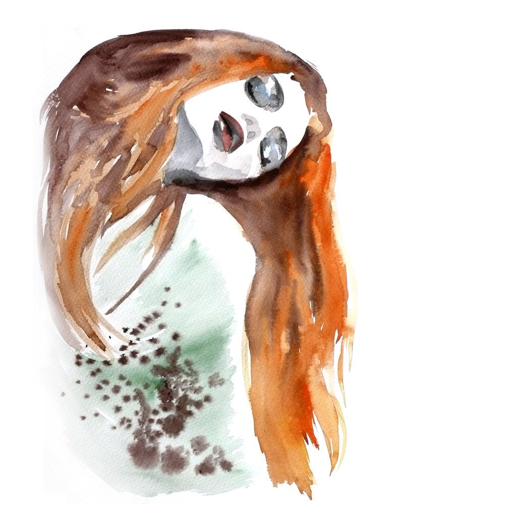 Fashion portrait woman ART PRINT 13X19 original watercolor painting illustration home wall decor  modern contemporary reproduction poster