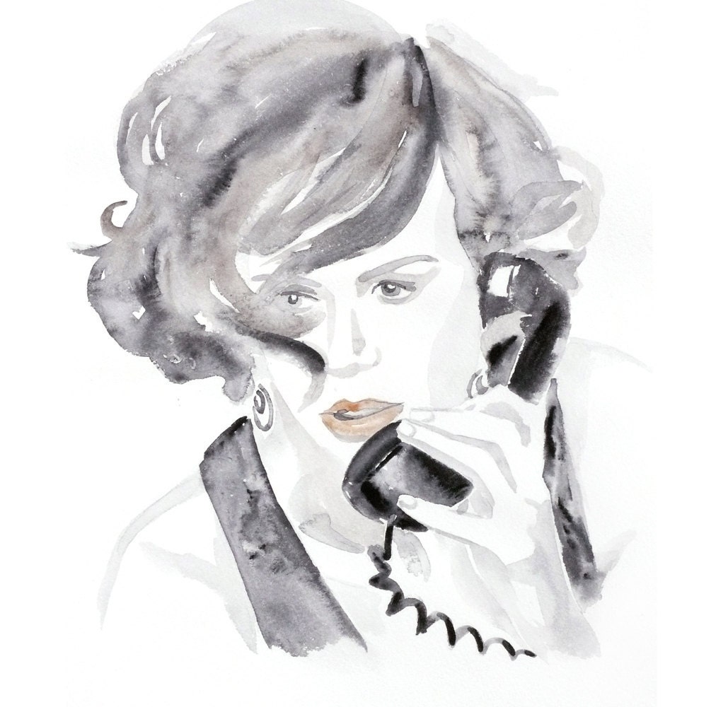 Fashion portrait woman ART PRINT 13X19 original watercolor painting illustration home wall decor modern contemporary reproduction poster