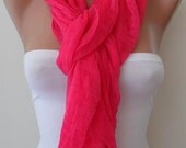 New - Mother's Day Gift -  Pink Scarf - Tulle Fabric - Seamless Shawl - Handmade Fashion