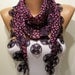 Pink and Dark Purple Elegance Shawl / Scarf with Lace Edge