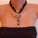 Black Necklace with Svarowski Heart and Crystals and Silk - Speacial Design
