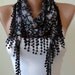 SALE - Black and Colorful Scarf with Black Trim Edge
