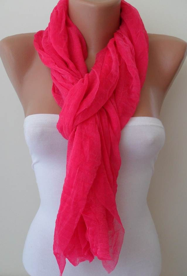 New - Mother's Day Gift -  Pink Scarf - Tulle Fabric - Seamless Shawl - Handmade Fashion