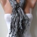 ON SALE - Grey Satin Scarf with Trim Edge
