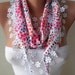 Pink and Purple Scarf with White Trim Edge