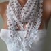 White Scarf with Orange Flowered Fabric - with White Trim Edge