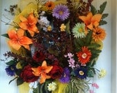 Front Door Summer or Spring Wreath- Home Decor- Grapevine with Deco Mesh