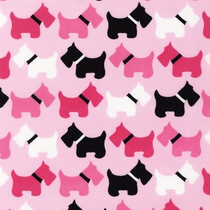 Scottie Dogs in Pink- Urban Zoology by Ann Kelle for Robert Kaufman, 1 Yard Cut