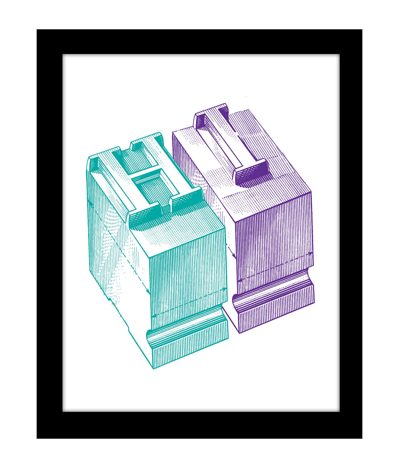 Gilclee Typography Print - 11.75 x 15.75 Teal & Purple