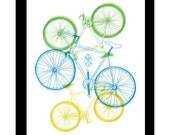 Gilclee Bicycle Print - 11.75 x 15.75 Yellow, Blue & Green