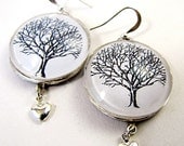 Tree of Life Mixed Media Earrings in Glass and Resin
