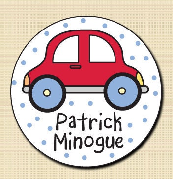 Red Car Vinyl Waterproof Sticker - Dishwasher Safe - Waterproof or Laser Labels - Your Choice