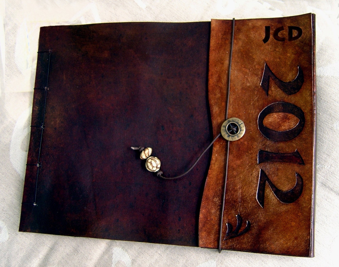 Large Leather "Year"  Monogrammed SketchBook, graduation, journal, notebook, photo album, guest book
