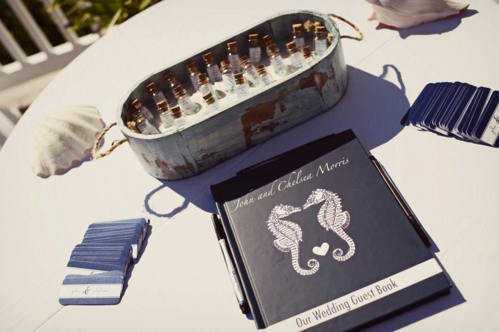 Customized Wedding Guest Book - Beach - Nautical - Art Deco