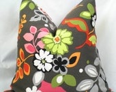 18 x 18 or 20 x 20 . Grey Floral . Pillow Cover . Pillow Cushion