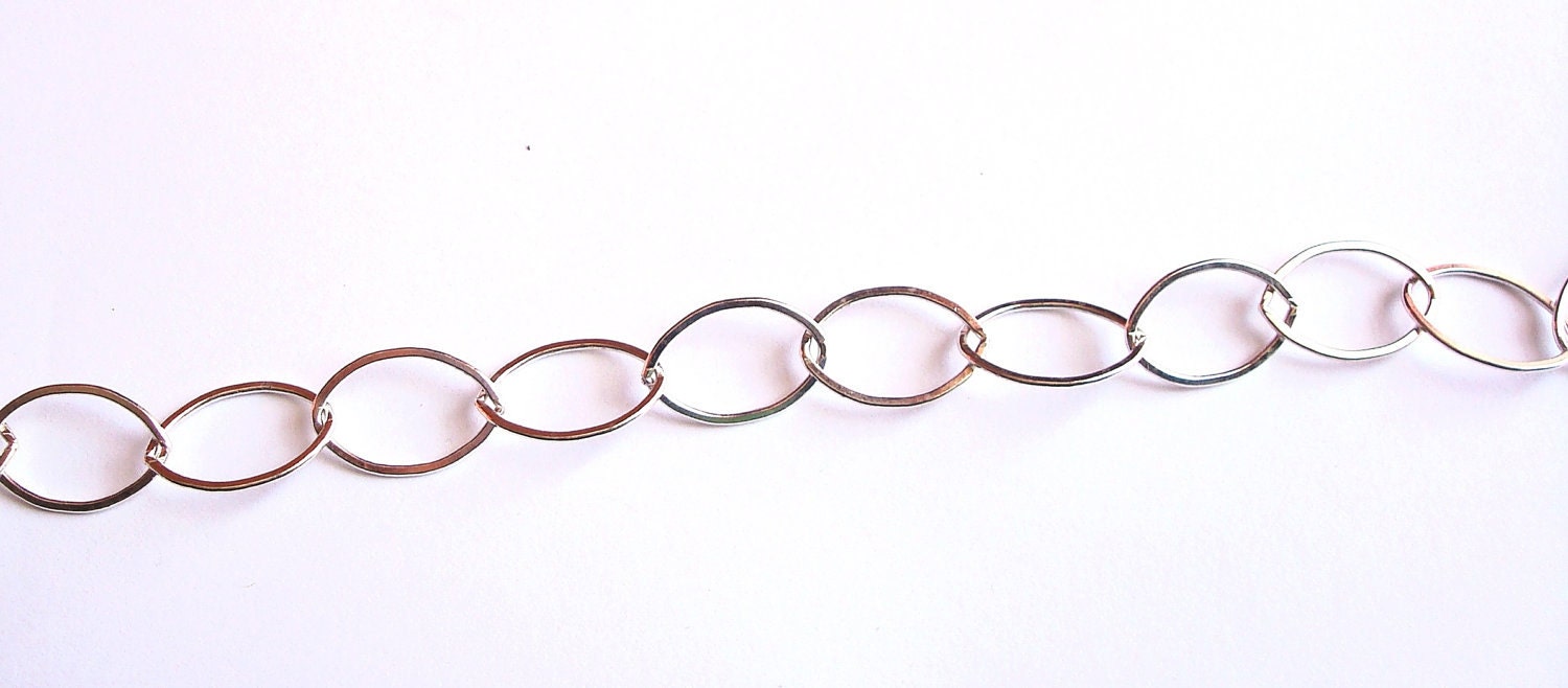 1 Foot ELLIPSE Chain STERLING SILVER, 20 X 14 mm Links....Wide Chain
