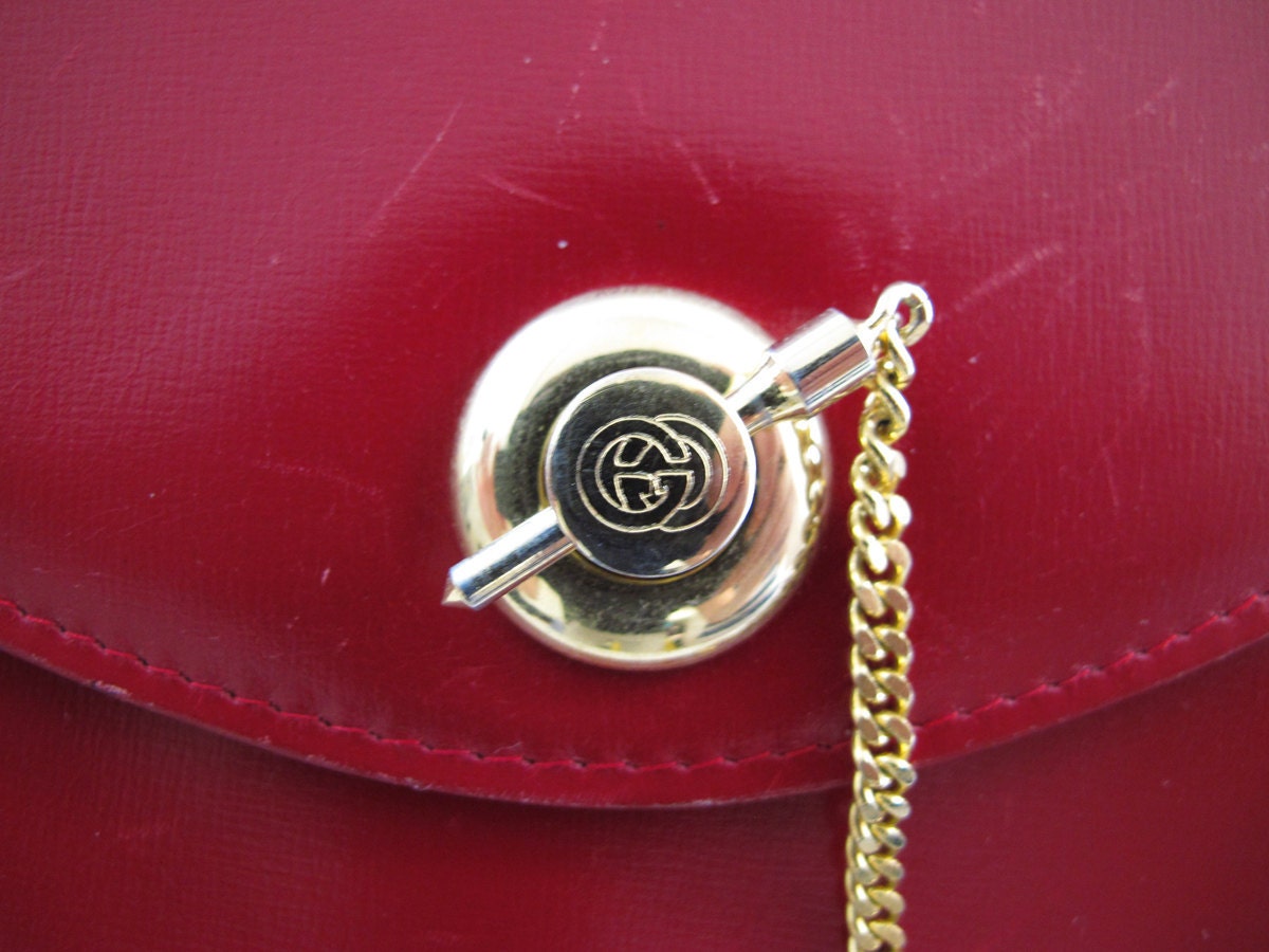 FINAL SALE Vintage Gucci Red Cherry Leather Crossbody Purse - Treasury Favourite
