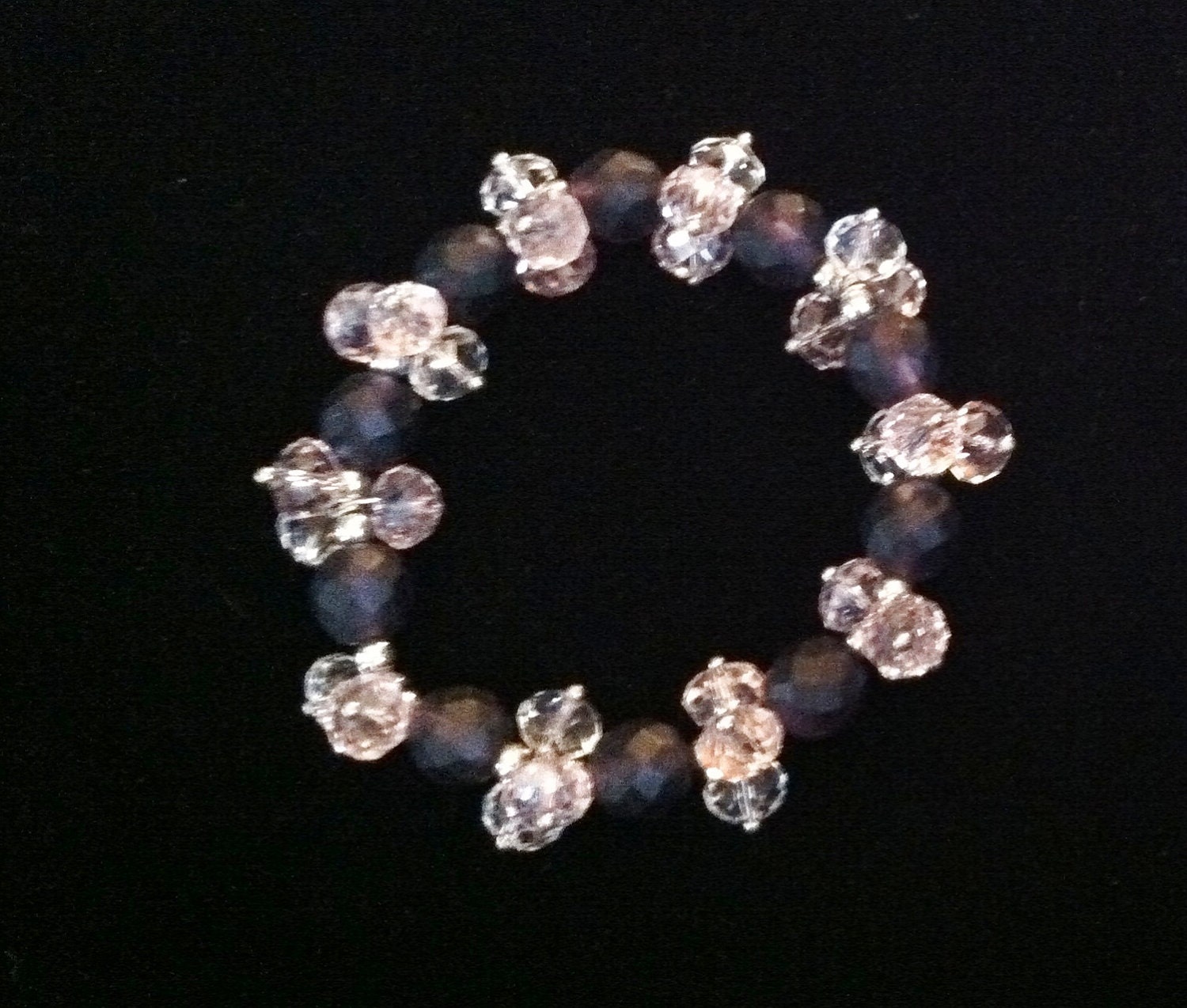 Awesome Aubergine Bracelet Pink Purple Swarovski Crystals Bracelet