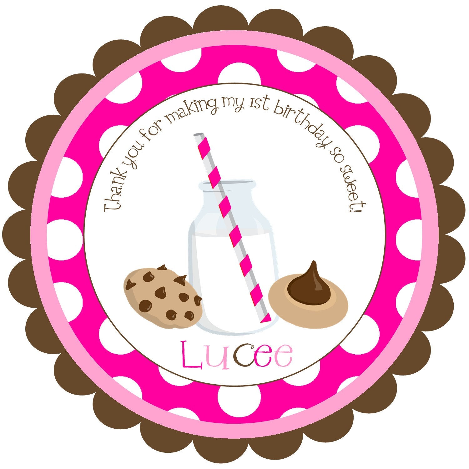 Milk and cookies   Round Labels Stickers for party favors, gift tags, or address labels