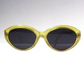 Vintage Yellow Cat Eye Sunglasses CatEye Frosted Pastel Gold Deadstock Eyeglasses Spring Pastels - sunnyspex