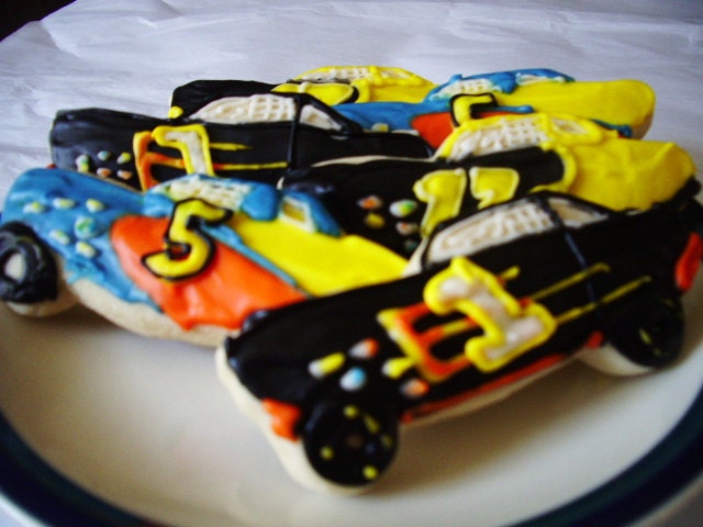 Race Car Sugar Cookies with Buttercream Frosting