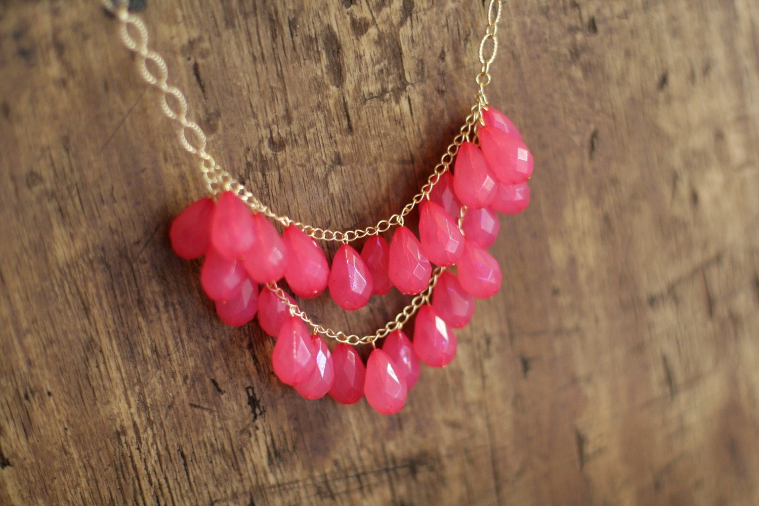 Hot Pink Cluster Statement Necklace