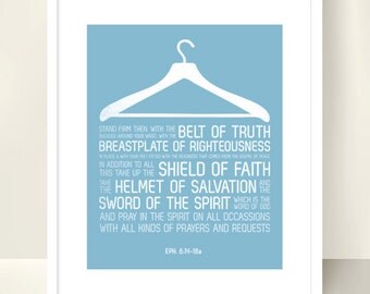 Scripture Christian Print - 8x10 inch - Put on the Armour of God - Christian Bible