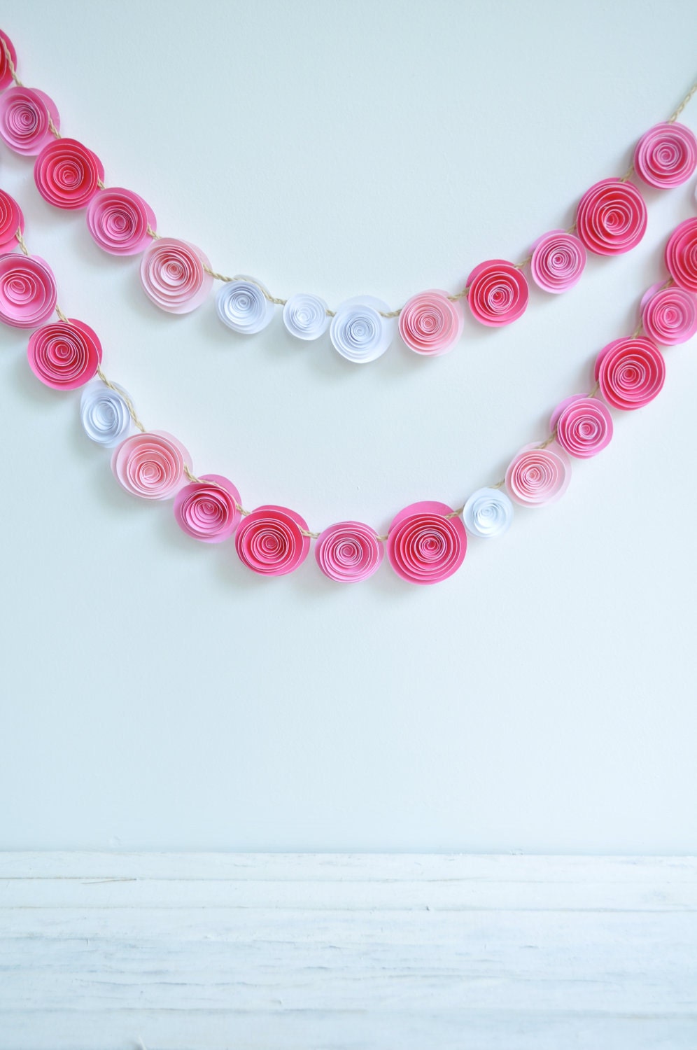 Garland Pink Paper Flower Garland- shower, birthday party, nursery garland-Baby Girl