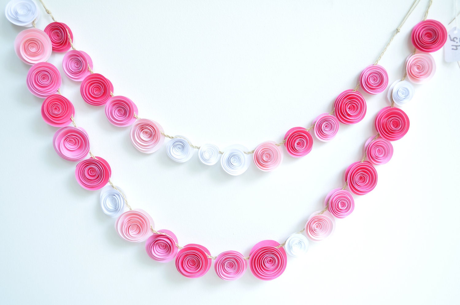 Garland Pink Paper Flower Garland- shower, birthday party, nursery garland-Baby Girl