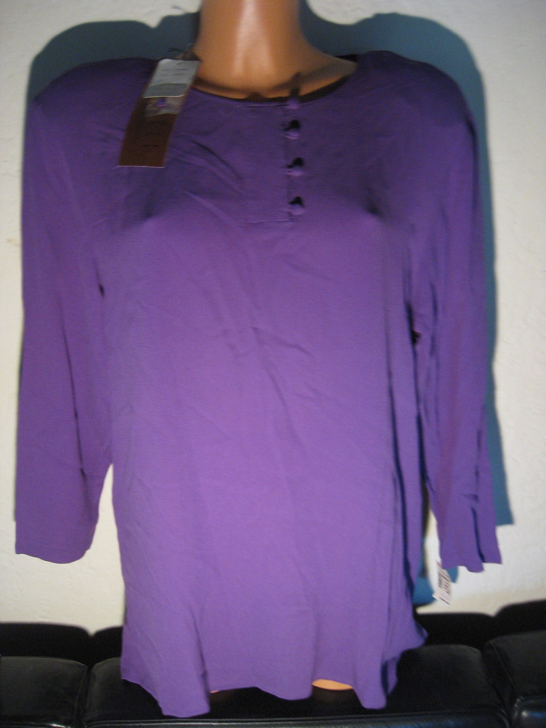 Vintage Carole Little 80's Silk Blouse Purple  Shoulder Pads New Original Tags  RARE