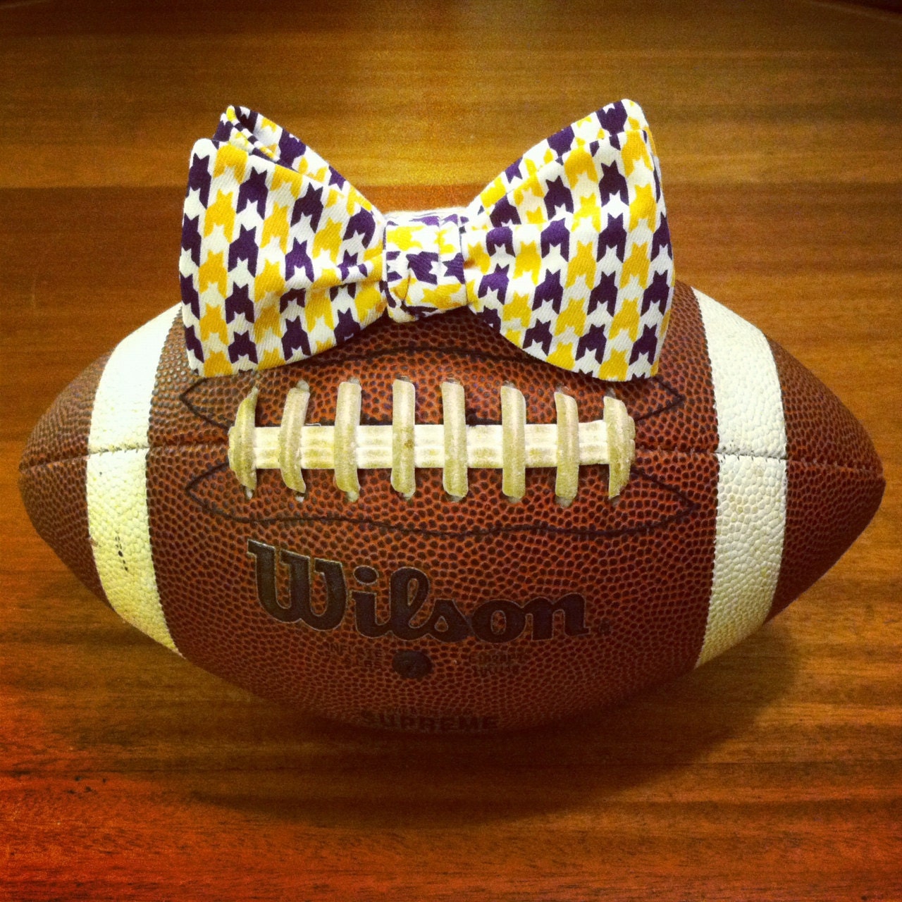 Purple and Gold Houndstooth Bow Tie