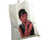 Audrey Hepburn cotton tote bag with long handles