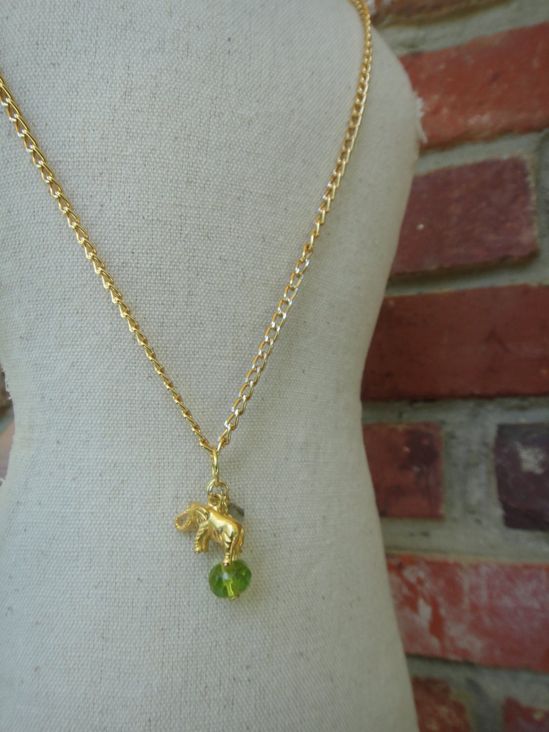 Gold Chain Necklace, Gold Elephant Pendant