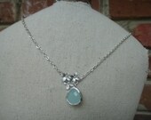 Frosted Mint Glass, Cherry Blossoms Necklace