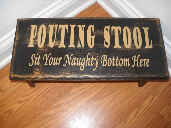 Wooden "Pouting Stool" Bench, Choose your stain and decal color.