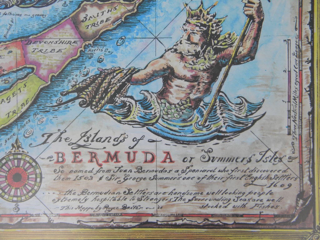 1966 Vintage souvenir Islands of Bermuda Map by Royce Baxter