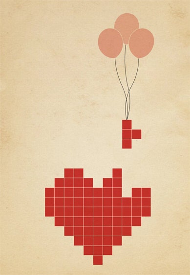 Tetris Pixel Heart JPEG file - INSTANT DOWNLOAD