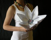 Oversize White Flower with colorful center, instead of bridal bouquet or for unique gift, free shipping