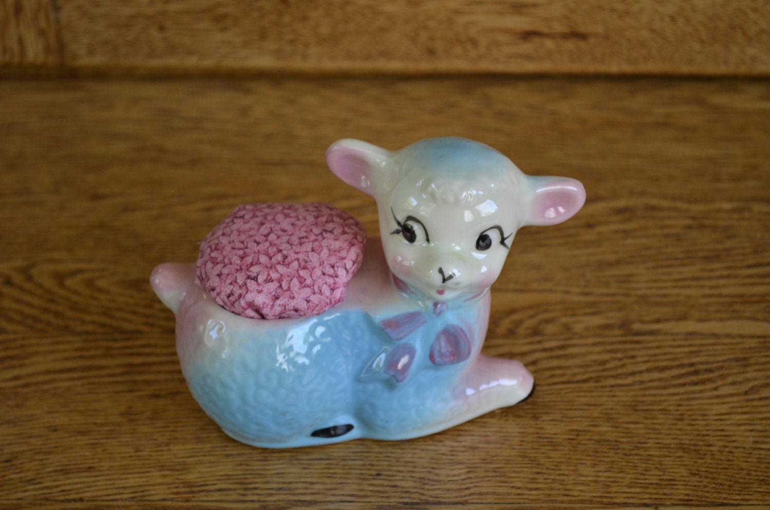 Pin Cushion, Ceramic Lamb Planter Pin Cushion