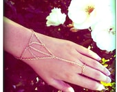 Gold Web Chain Bracelet Ring Connector Hand Harness