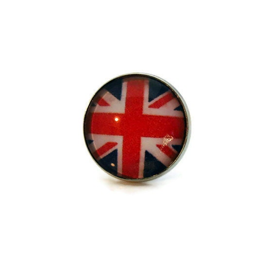 Union Jack Ring, Adjustable British Flag Jewelry